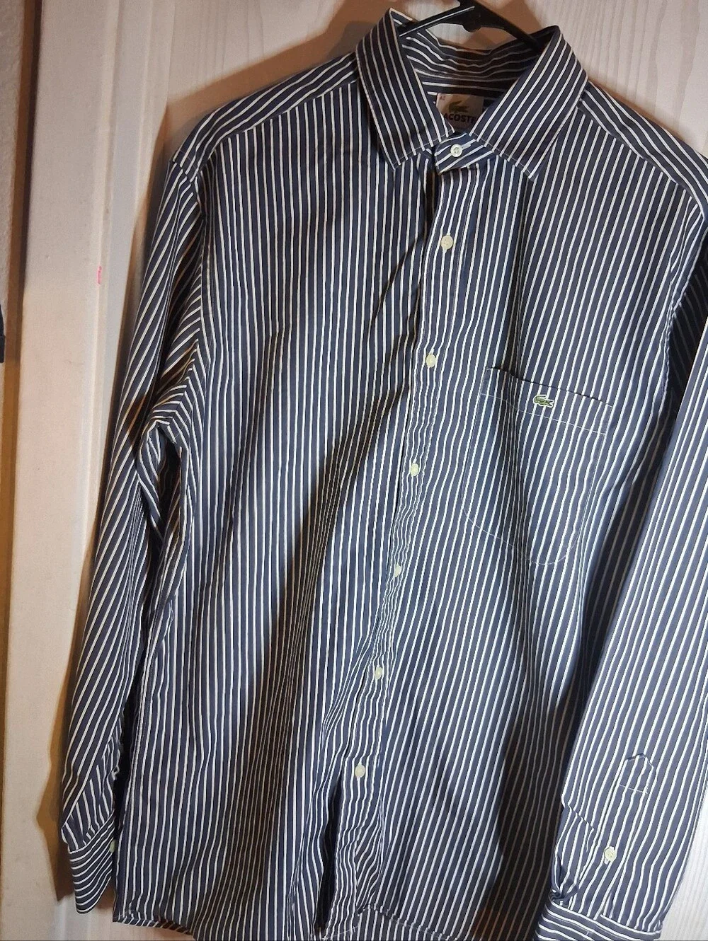 Lacoste Navy & White Pinstripe Button-Down Shirt